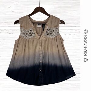 HARLEY-DAVIDSON Women’s Size M Top Tank Blouse Sleeveless Tie-Dye Lace Detailing